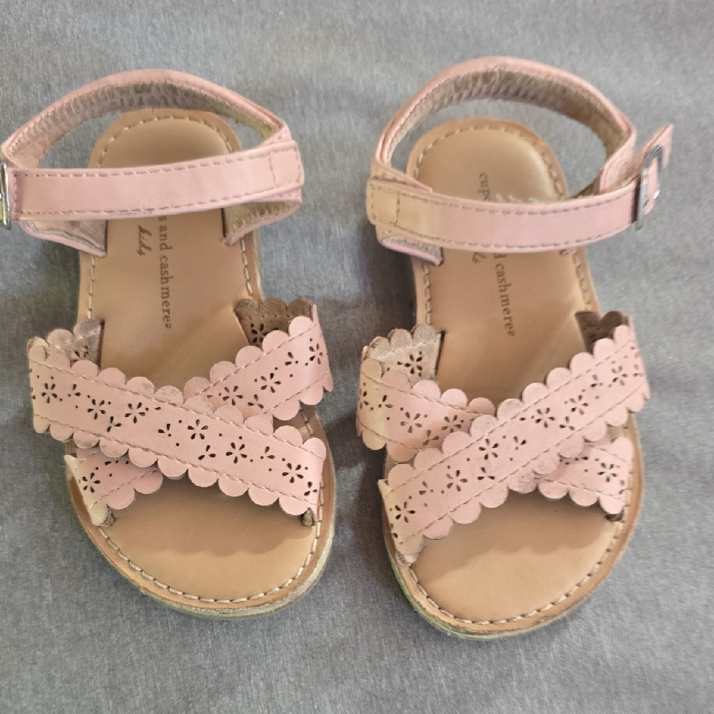 Cupcakes & Cashmere Pink and Tan Sandals with Scalloped Straps